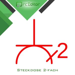 Doppelte Steckdose, platzsparendes Elektroinstallation-Symbol.