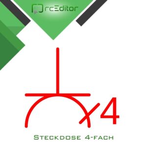 Vierfachsteckdose, Illustration, RcEditor-Logo.