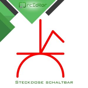 Schaltbare Steckdose Symbol und rcEditor Logo.