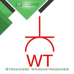 Symbol für Wäschetrockner Steckdose, grün-weißes Design