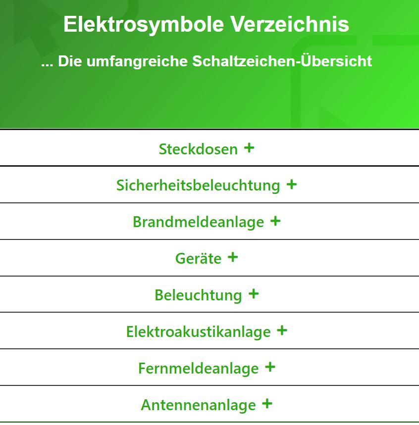 Elektrosymbole Verzeichnis: Schaltzeichen-Übersicht