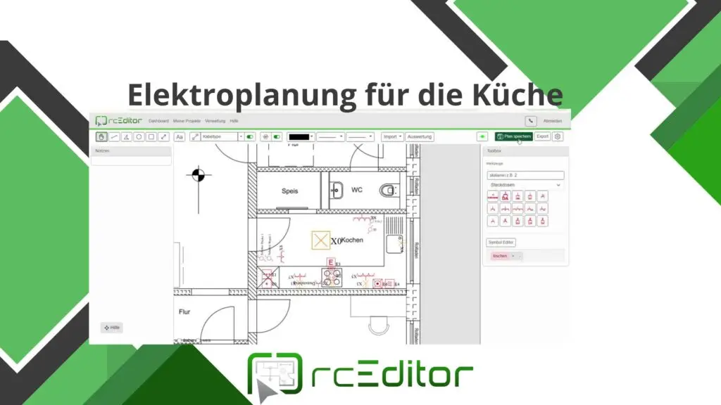 küche elektroplanung: Screenshot eines rcEditor-Elektroplans