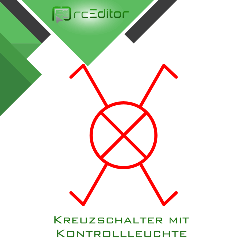 Schaltsymbol Kreuzschalter mit Kontrollleuchte in Rot